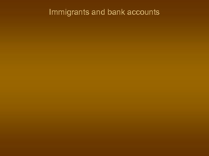 Immigrants and bank accounts 