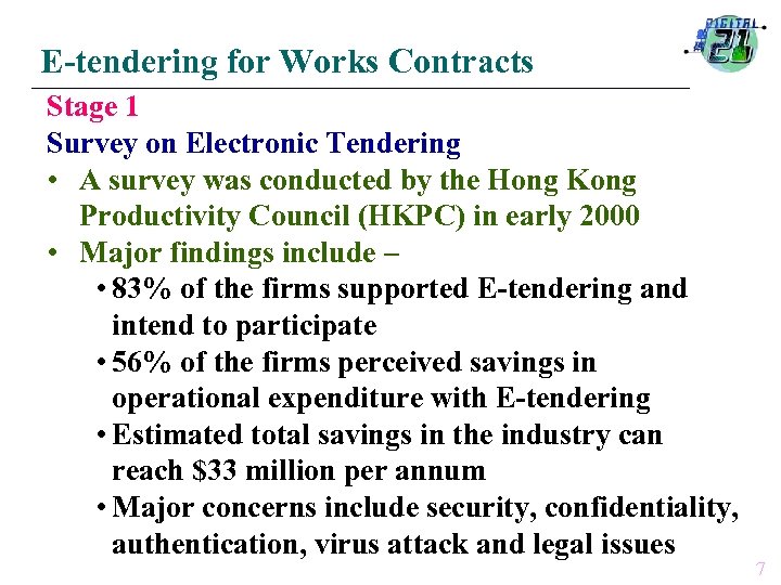 Presentation on Electronic Tendering to the Information Infrastructure