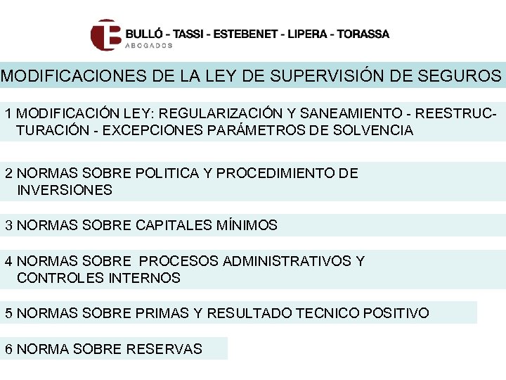 MODIFICACIONES DE LA LEY DE SUPERVISIÓN DE SEGUROS 1 MODIFICACIÓN LEY: REGULARIZACIÓN Y SANEAMIENTO