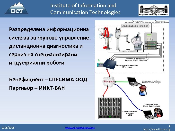 Institute of Information and Communication Technologies Разпределена информационна система за групово управление, дистанционна диагностика
