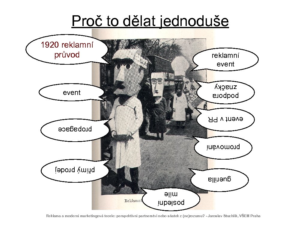 Proč to dělat jednoduše 1920 reklamní průvod reklamní event podpora značky event v PR