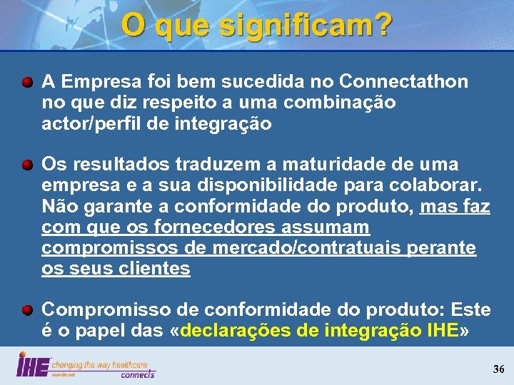 O que significam? A Empresa foi bem sucedida no Connectathon no que diz respeito