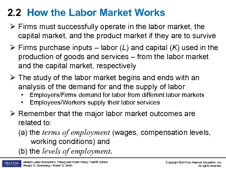 2. 2 How the Labor Market Works Ø Firms must successfully operate in the