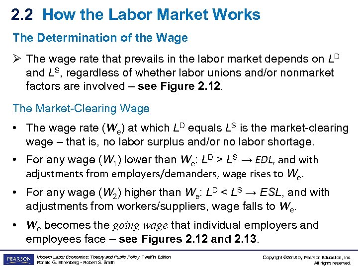 2. 2 How the Labor Market Works The Determination of the Wage Ø The