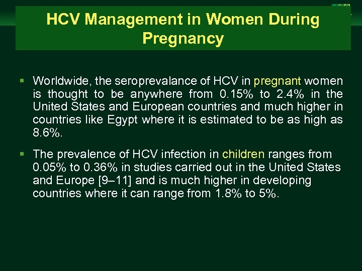 Management of Chronic Hepatitis B Virus Infection in Women of Reproductive Age HCV Management