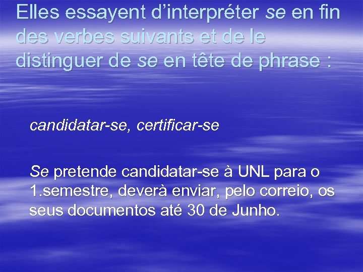 Elles essayent d’interpréter se en fin des verbes suivants et de le distinguer de