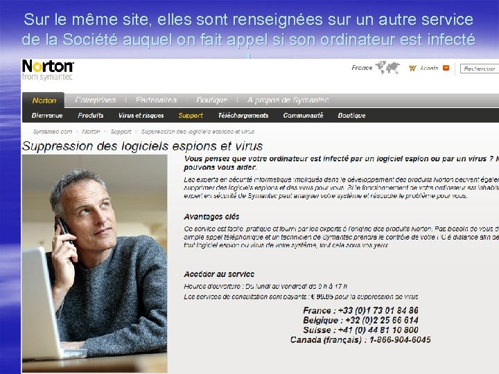 Sur le même site, elles sont renseignées sur un autre service de la Société