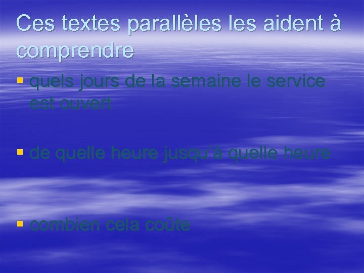 Ces textes parallèles aident à comprendre § quels jours de la semaine le service