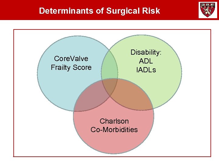 Determinants of Surgical Risk Core. Valve Frailty Score Disability: ADL IADLs Charlson Co-Morbidities 