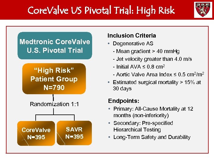 Core. Valve US Pivotal Trial: High Risk Medtronic Core. Valve U. S. Pivotal Trial