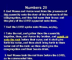 Numbers 20 6 And Moses and Aaron went from the presence of the assembly