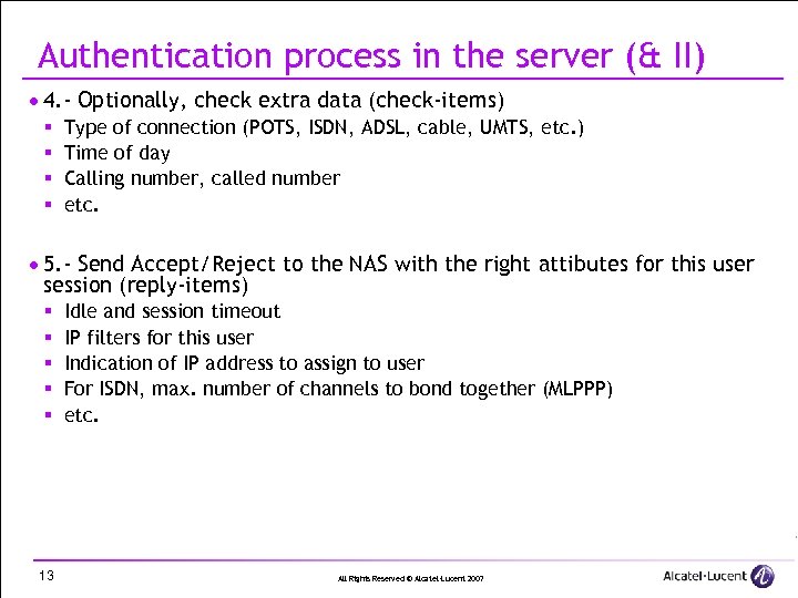 Authentication process in the server (& II) · 4. - Optionally, check extra data