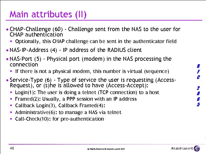 Main attributes (II) · CHAP-Challenge (60) - Challenge sent from the NAS to the