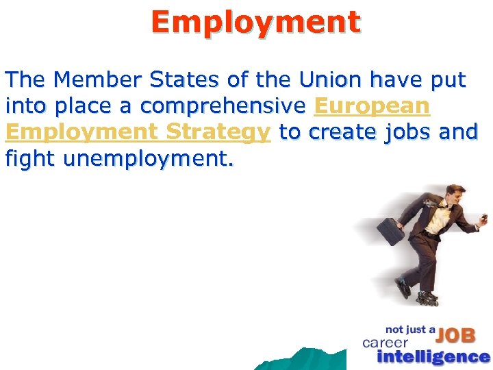 Employment The Member States of the Union have put into place a comprehensive European