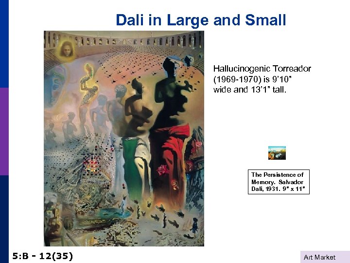 Dali in Large and Small Hallucinogenic Torreador (1969 -1970) is 9’ 10” wide and