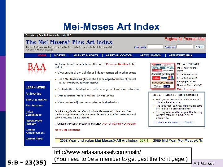 Mei-Moses Art Index 5: B - 23(35) http: //www. artasanasset. com/main/ (You need to