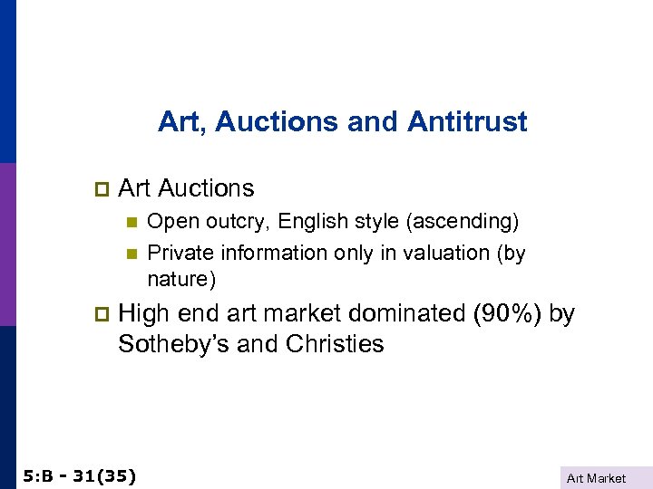 Art, Auctions and Antitrust p Art Auctions n n p Open outcry, English style