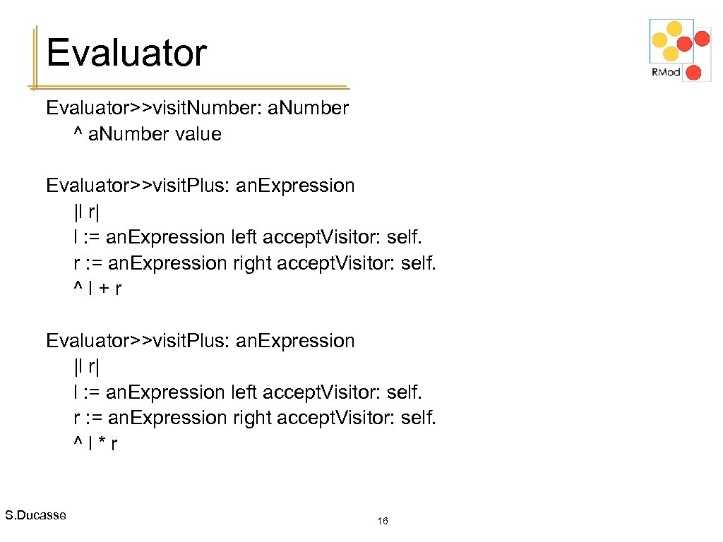 Evaluator>>visit. Number: a. Number ^ a. Number value Evaluator>>visit. Plus: an. Expression |l r|