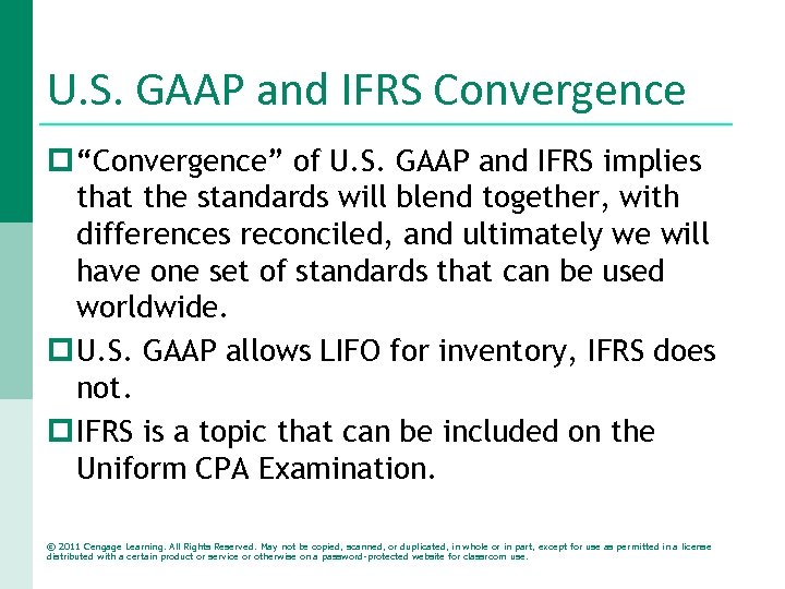 U. S. GAAP and IFRS Convergence p “Convergence” of U. S. GAAP and IFRS