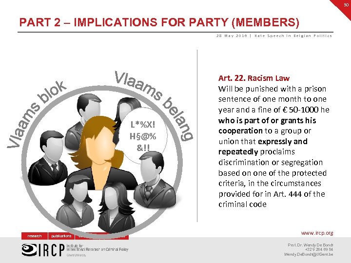 30 PART 2 – IMPLICATIONS FOR PARTY (MEMBERS) 28 May 2016 | Hate Speech