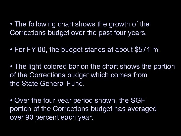  • The following chart shows the growth of the Corrections budget over the
