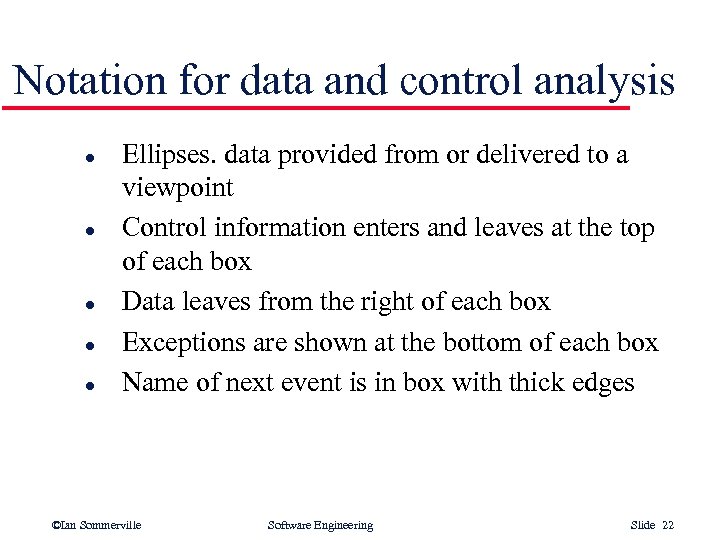 Notation for data and control analysis l l l Ellipses. data provided from or