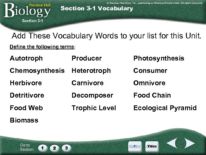 Section 3 -1 Vocabulary Section 3 -1 Add These Vocabulary Words to your list