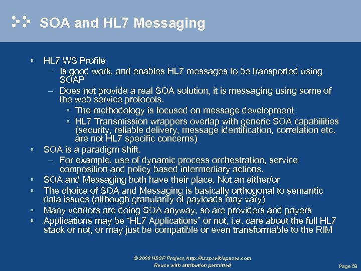 SOA and HL 7 Messaging • • • HL 7 WS Profile – Is