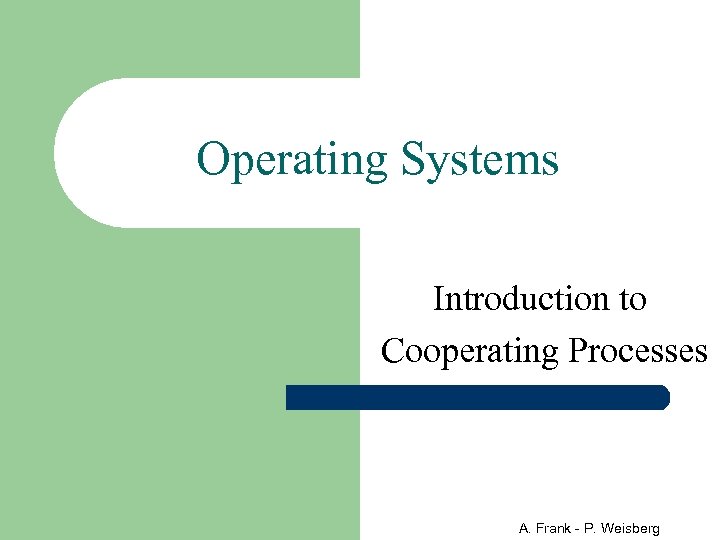 Operating Systems Introduction to Cooperating Processes A. Frank - P. Weisberg 