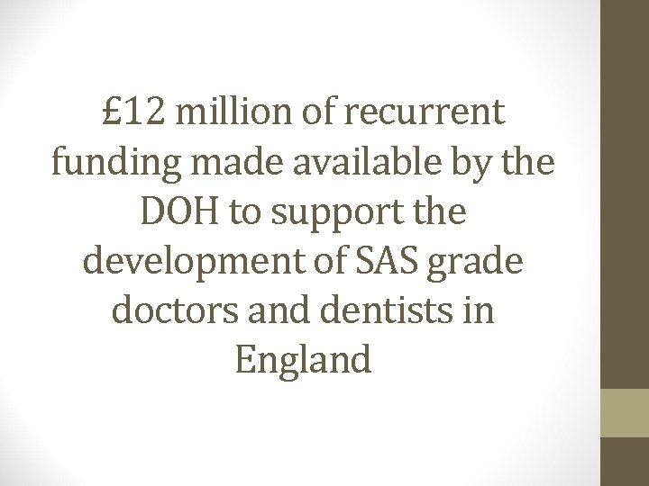 £ 12 million of recurrent funding made available by the DOH to support the