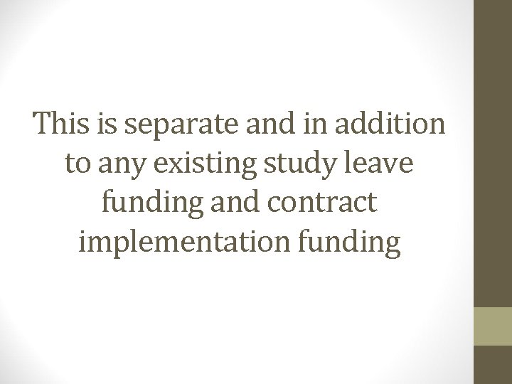 This is separate and in addition to any existing study leave funding and contract