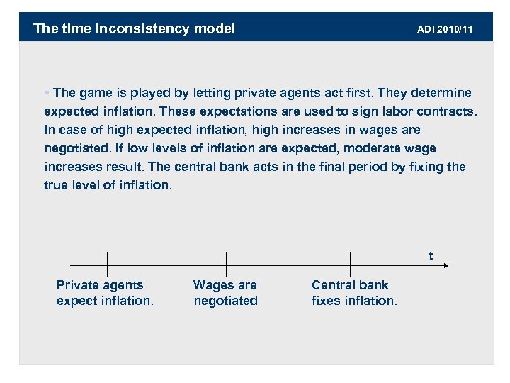 The time inconsistency model ADI 2010/11 § The game is played by letting private