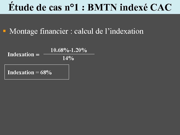 Étude de cas n° 1 : BMTN indexé CAC § Montage financier : calcul