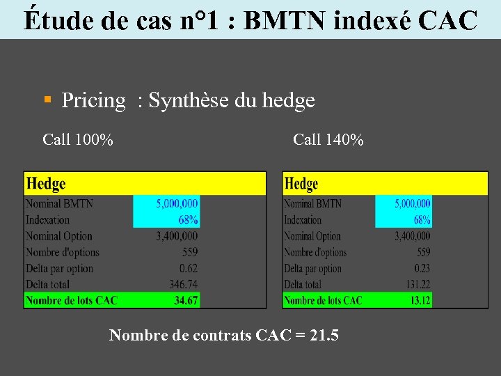 Étude de cas n° 1 : BMTN indexé CAC § Pricing : Synthèse du