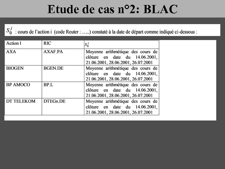 Etude de cas n° 2: BLAC 