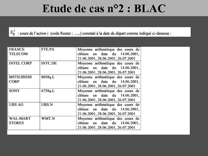 Etude de cas n° 2 : BLAC 