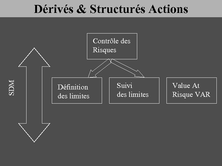 Dérivés & Structurés Actions SDM Contrôle des Risques Définition des limites Suivi des limites