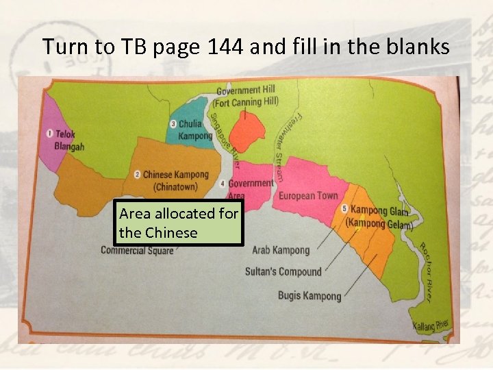 Turn to TB page 144 and fill in the blanks Area allocated for the