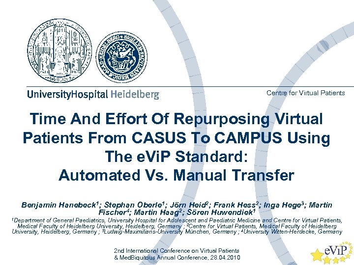 Centre for Virtual Patients Time And Effort Of Repurposing Virtual Patients From CASUS To