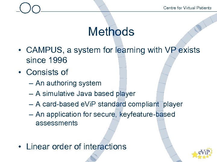 Centre for Virtual Patients Methods • CAMPUS, a system for learning with VP exists