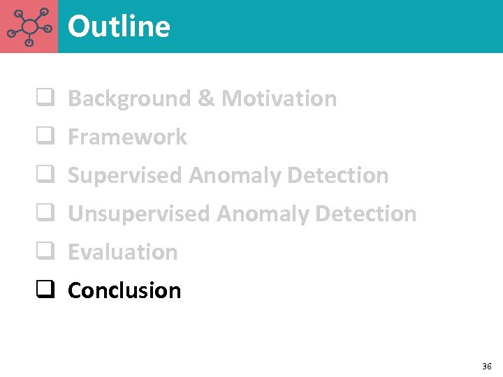 Outline q Background & Motivation q Framework q Supervised Anomaly Detection q Unsupervised Anomaly