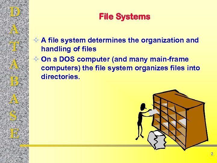 D A T A B A S E File Systems ² A file system