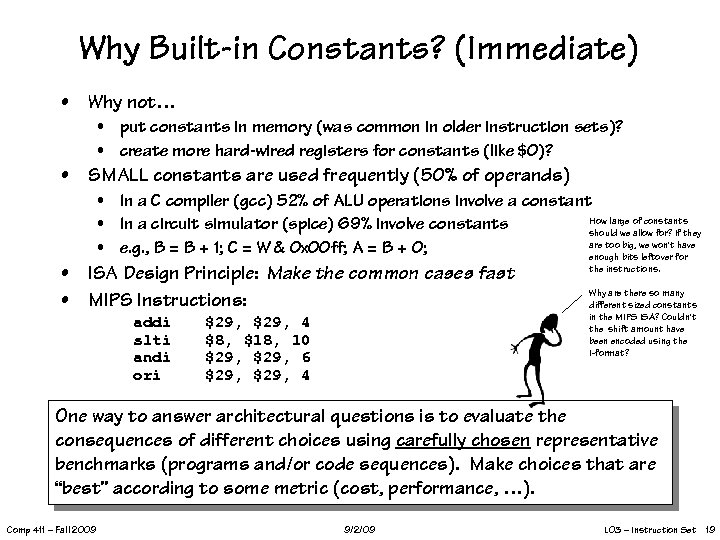 Why Built-in Constants? (Immediate) • Why not… • put constants in memory (was common