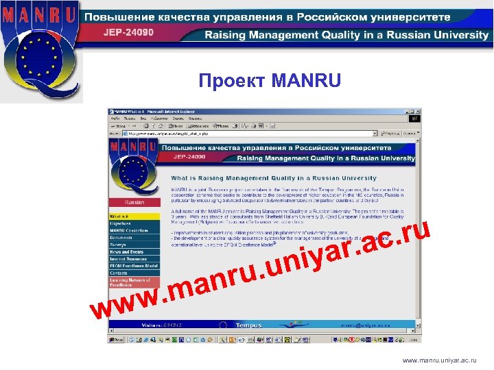 Проект MANRU niy ru. u an w. m w c. ru ar. a w