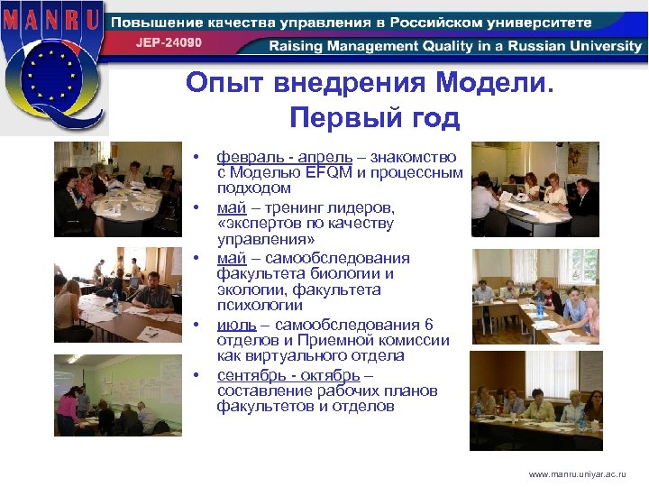 Опыт внедрения Модели. Первый год • • • февраль - апрель – знакомство с