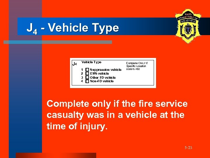 J 4 - Vehicle Type J 4 Vehicle Type 1 2 3 4 Suppression