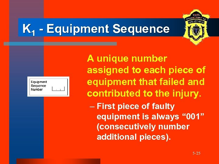 K 1 - Equipment Sequence 1 2 A unique number assigned to each piece