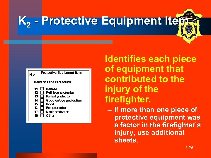 K 2 - Protective Equipment Item K 2 Protective Equipment Item Head or Face