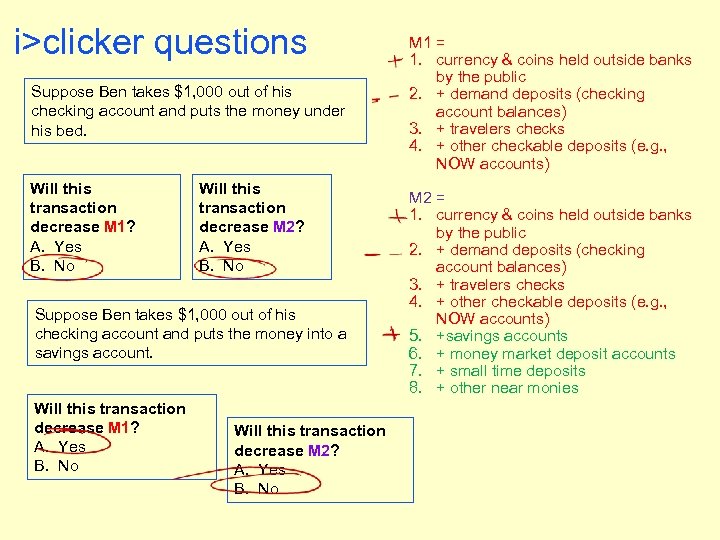 i>clicker questions Suppose Ben takes $1, 000 out of his checking account and puts