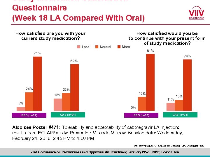 Study Medication Satisfaction Questionnaire (Week 18 LA Compared With Oral) How satisfied are you
